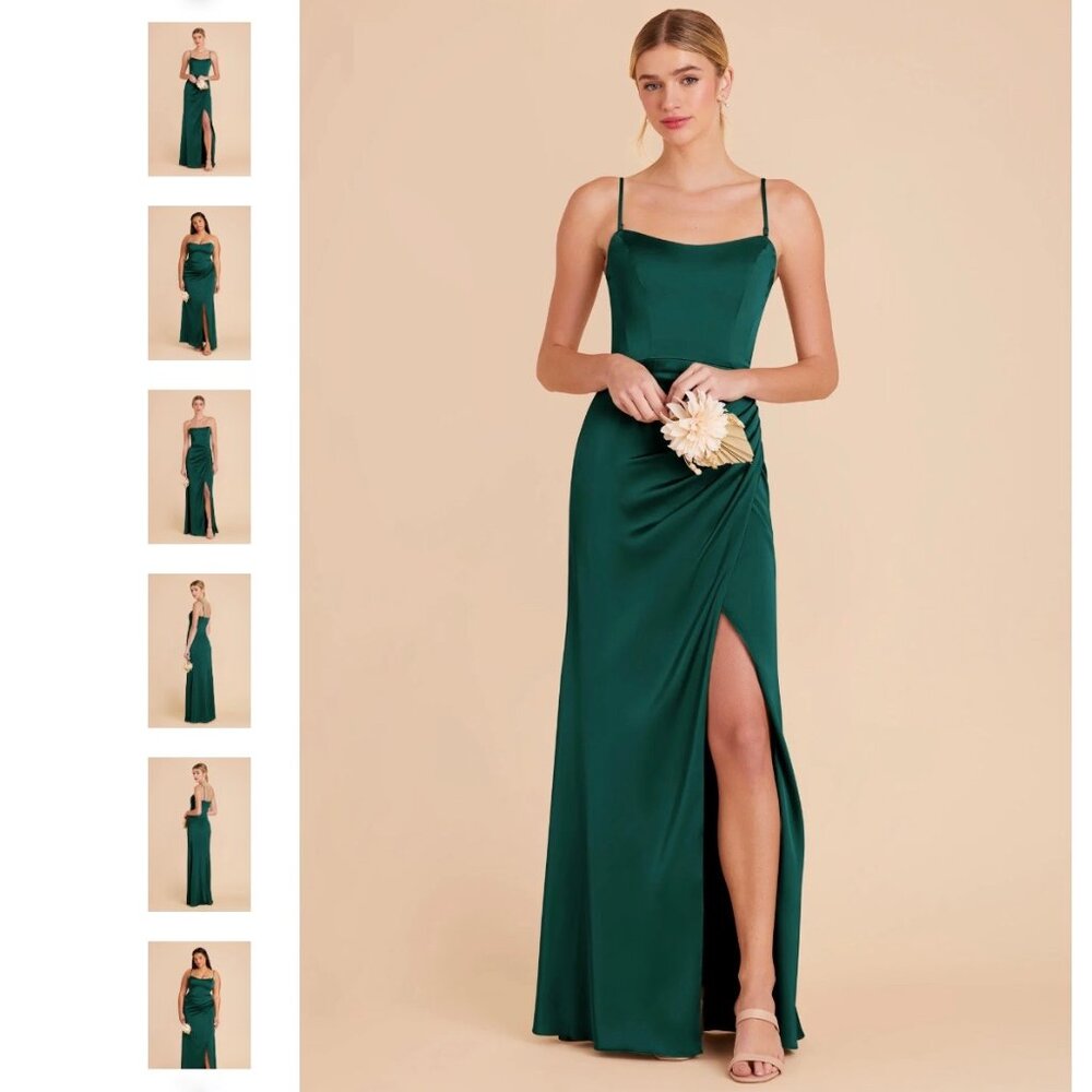 NWT Birdy Grey Anne Dress Matte Satin Emerald Green Bridesmaid Wedding Small